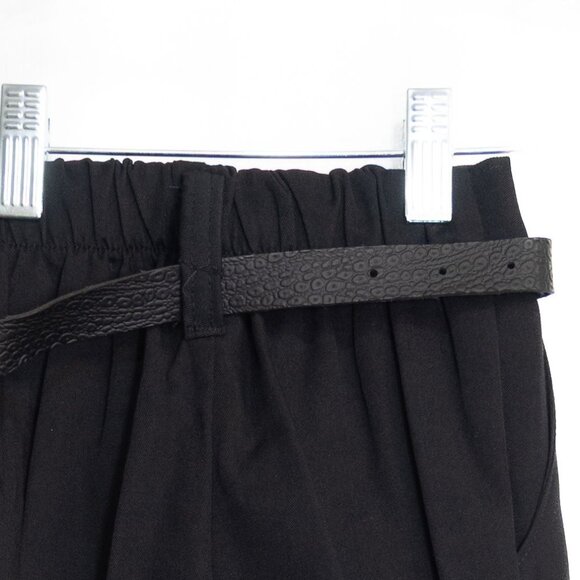 Vintage Black Size 3 Pleated High-Waist Trousers W/ Textured Black Belt & Gold - Picture 5 of 6